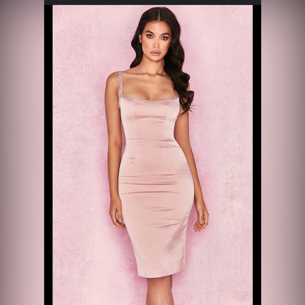 House of CB Camilla Pink Satin Dress